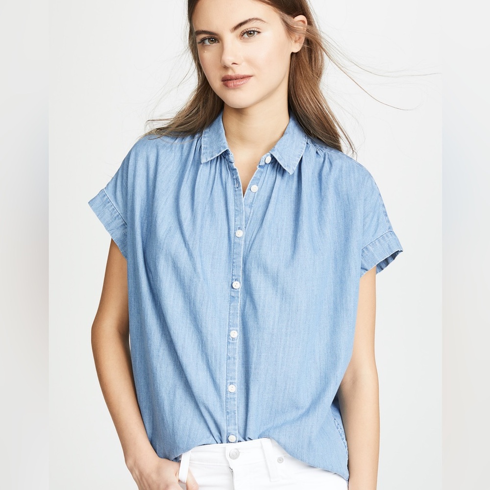 Madewell Central Button Down Shirt in Bright Indigo Chambray Size XXS